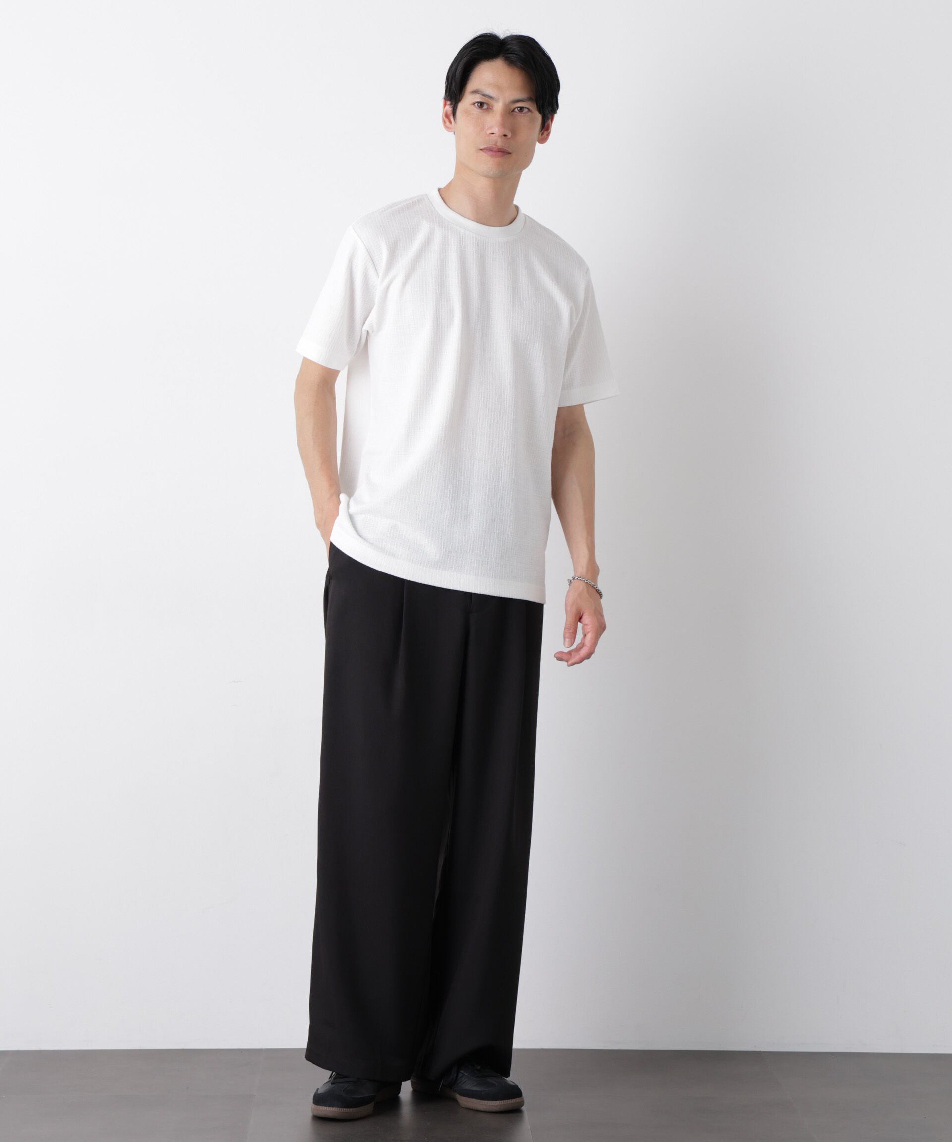 NANO universe「ストレッチジャガードTシャツ 半袖」|Tシャツ・カットソー|