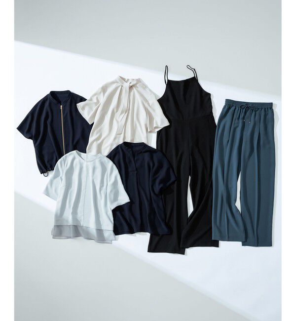 23区「【吸水速乾/UVカット/接触冷感】ストレッチジョーゼット バンドカラー カットソー」|Tシャツ・カットソー|