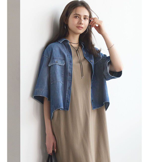 23区「【SLOW/一部店舗限定】LIGHT DENIM クロップド シャツ」|シャツ・ブラウス|ブルー