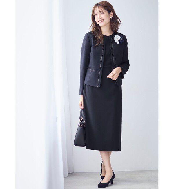 ANY SIS「リップルボーダーストレッチ ジャケット」|ノーカラージャケット|