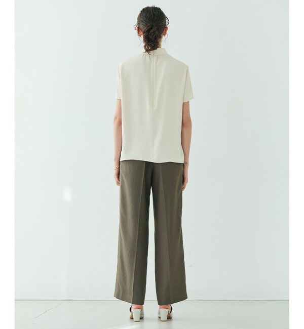 BEIGE,「【人気シリーズ】EVA / ハイネックハーフスリーブブラウス」|シャツ・ブラウス|