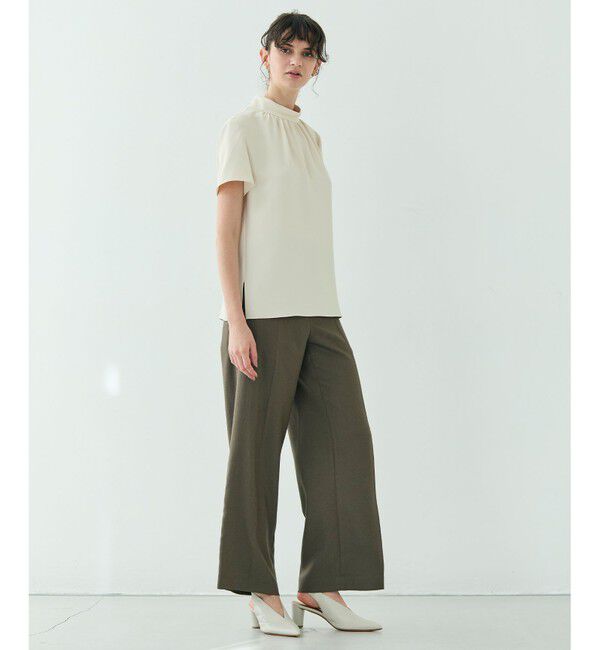 BEIGE,「【人気シリーズ】EVA / ハイネックハーフスリーブブラウス」|シャツ・ブラウス|