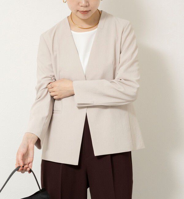 NOLLEY'S sophi「《セットアップ対応/UVカット/接触冷感》ウォッシャブルDry toro ノーカラージャケット」|ノーカラージャケット|ベージュ