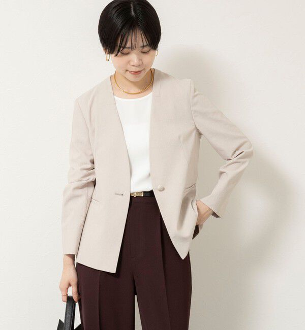 NOLLEY'S sophi「《セットアップ対応/UVカット/接触冷感》ウォッシャブルDry toro ノーカラージャケット」|ノーカラージャケット|