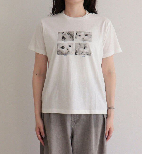 fredy emue「刺しゅう入りCAT PHOTO Tシャツ」|Tシャツ・カットソー|