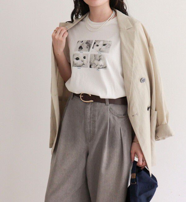 fredy emue「刺しゅう入りCAT PHOTO Tシャツ」|Tシャツ・カットソー|