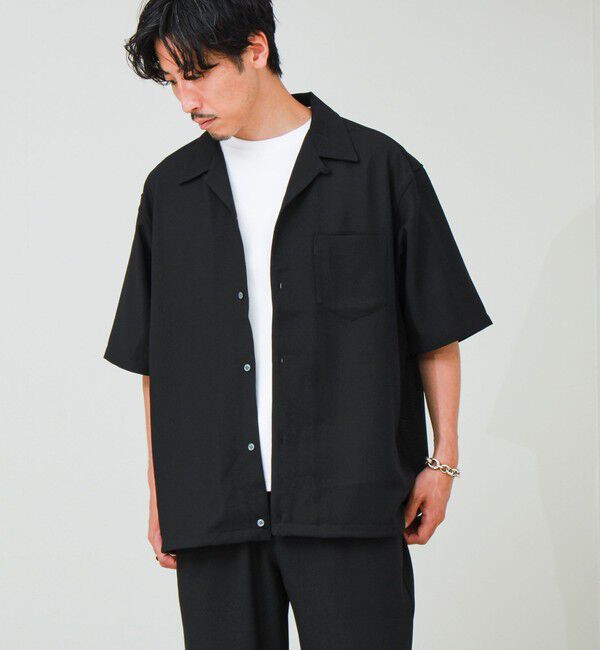 GLOSTER「【COOLMAX/セットアップ対応】エバレットメッシュオープンカラー半袖シャツ」|シャツ・ブラウス|