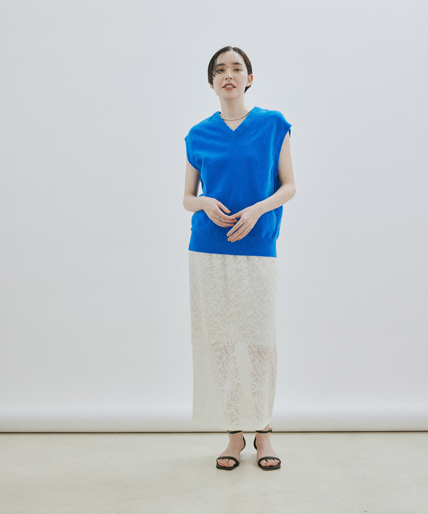 SALON adam et rope'「【セットアップ対応】シアージャガードレースタイトスカート」|スカート|