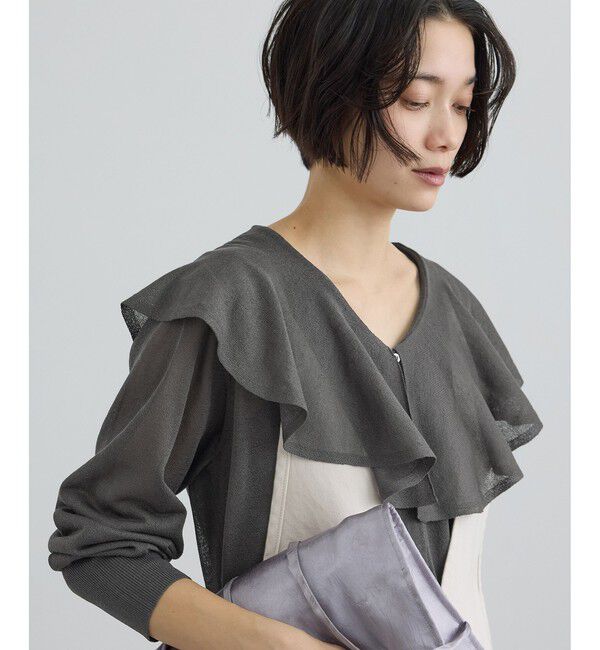 SALON adam et rope'「【WEB限定】ラッフルフリルシアーニットカーディガン」|カーディガン|