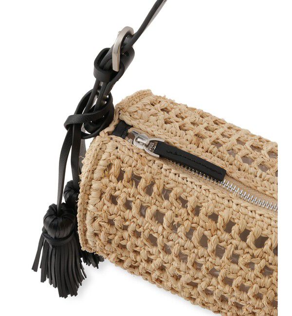 SALON adam et rope'「【W S（ドゥーブル）】レザーハンドルラフィアミニバッグ」|ショルダー・メッセンジャー|