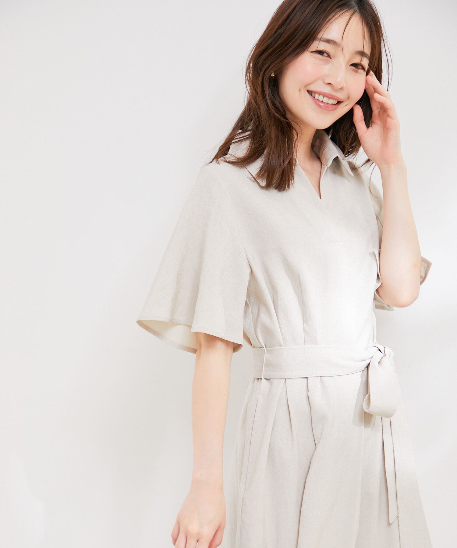 VIS「【洗える】スキッパーフレアワンピース」|ワンピース|