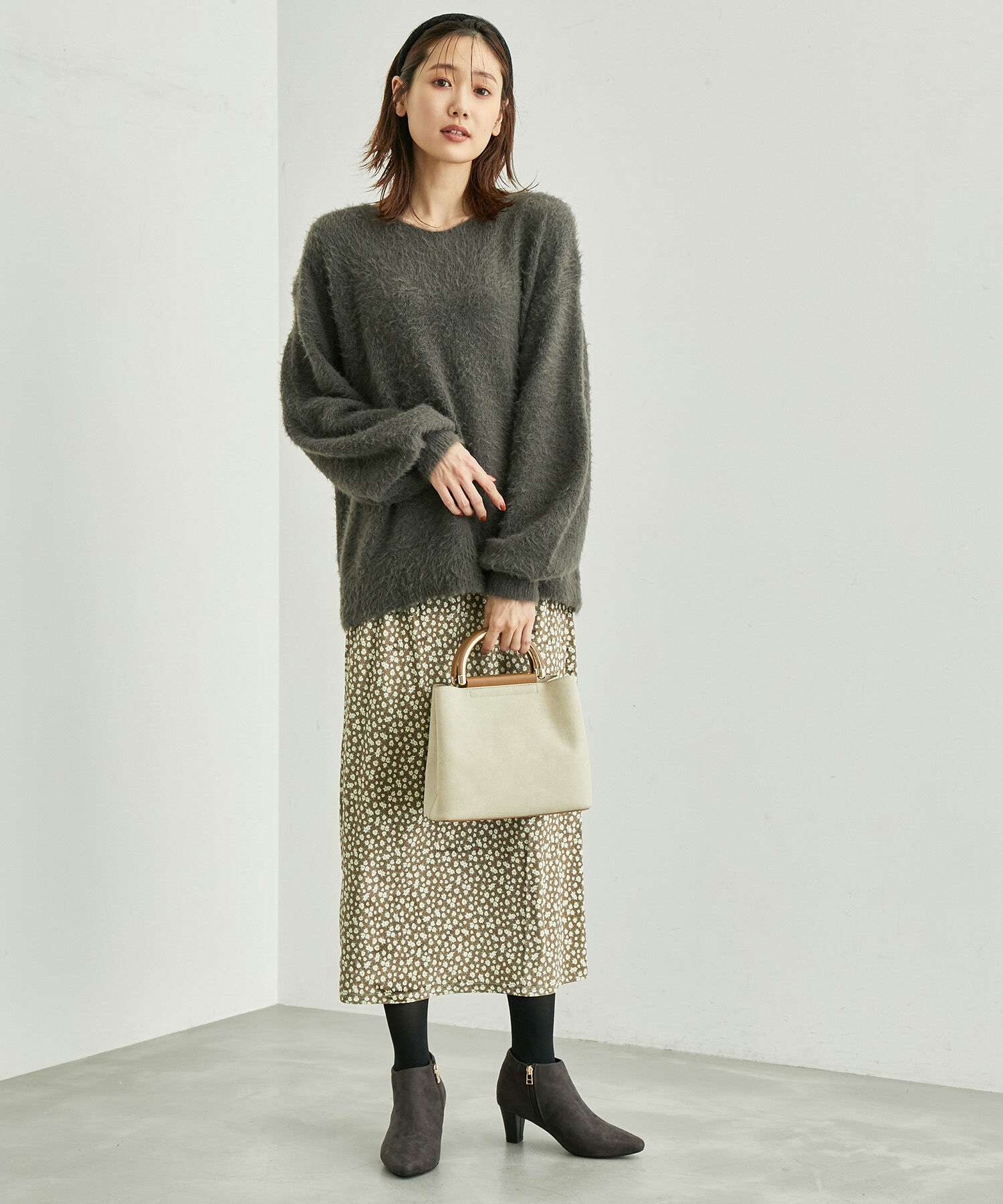 Rope&rsquo;Picnic「リンクコーデ/花柄ベロアアイラインスカート」|スカート|
