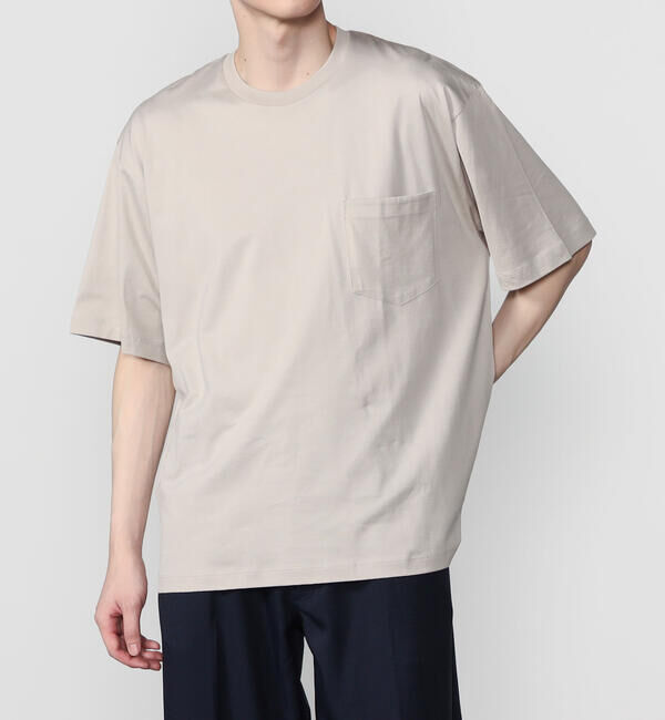 handvaerk「handvaerk | 60/2 クルーネックビッグポケットTシャツ SOLID MEN」|Tシャツ・カットソー|WHITE系1