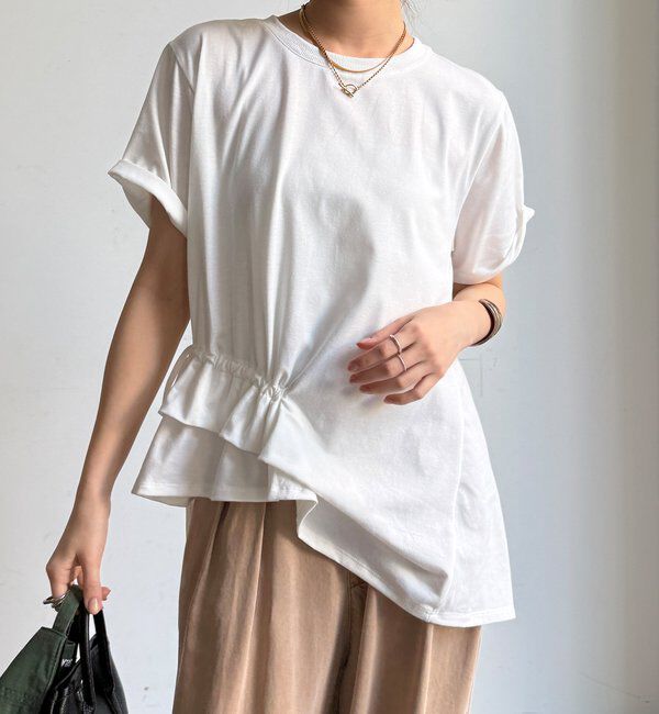  「【WEB限定】アシメタックフリルデザインTEE」|Tシャツ・カットソー|オフホワイト