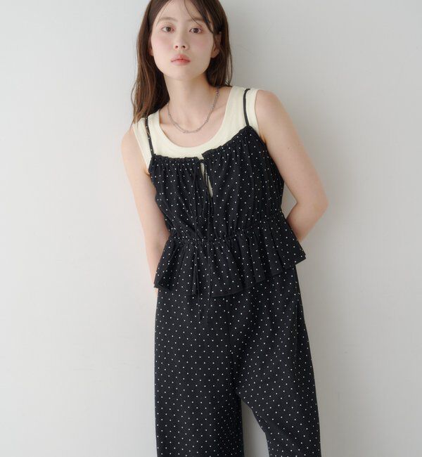  「【2サイズ展開/低身長サイズ】ペプラムキャミサロペット」|オールインワン|