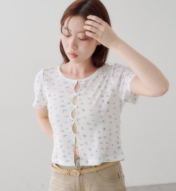  「【花柄&無地】ピコポコTEE」|Tシャツ・カットソー|オフホワイト