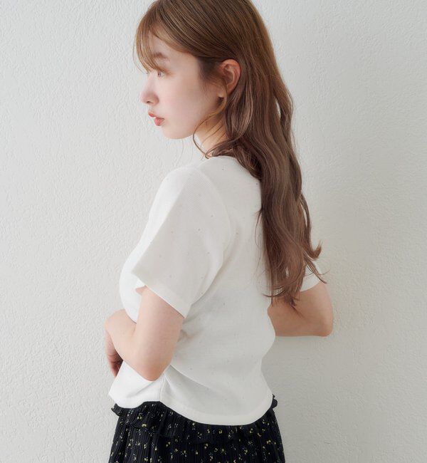  「リブスタッズ半袖カーディガン」|Tシャツ・カットソー|