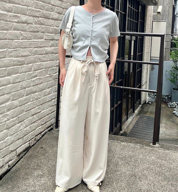  「リブスタッズ半袖カーディガン」|Tシャツ・カットソー|