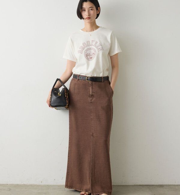  「【セットアップ対応】リヨセルスリットスカート」|スカート|ブラウン