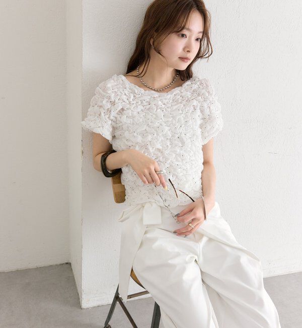  「【新色BRN】《6色展開/伸縮性あり◎》ふわふわシャーリングTシャツ」|Tシャツ・カットソー|