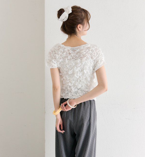  「【新色BRN】《6色展開/伸縮性あり◎》ふわふわシャーリングTシャツ」|Tシャツ・カットソー|