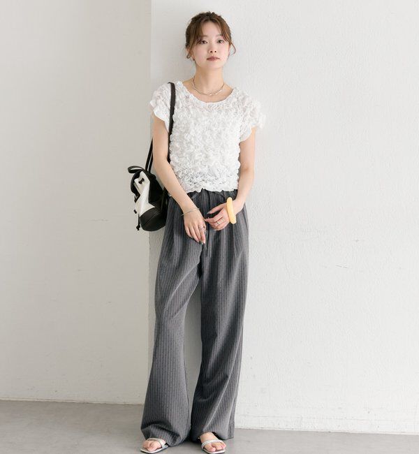  「【新色BRN】《6色展開/伸縮性あり◎》ふわふわシャーリングTシャツ」|Tシャツ・カットソー|
