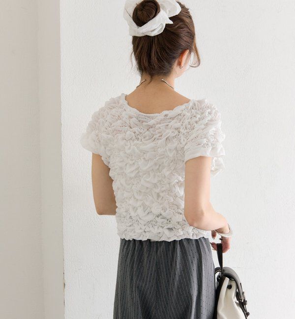  「【新色BRN】《6色展開/伸縮性あり◎》ふわふわシャーリングTシャツ」|Tシャツ・カットソー|
