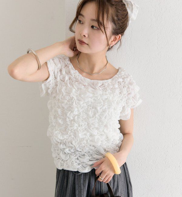  「【新色BRN】《6色展開/伸縮性あり◎》ふわふわシャーリングTシャツ」|Tシャツ・カットソー|