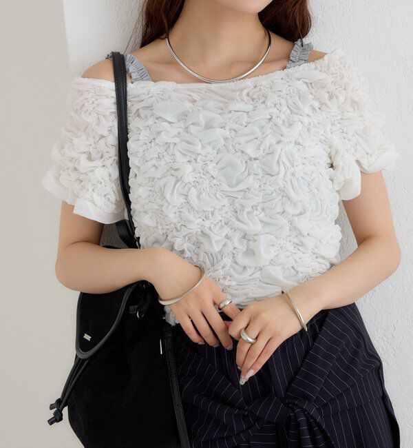  「【新色BRN】《6色展開/伸縮性あり◎》ふわふわシャーリングTシャツ」|Tシャツ・カットソー|