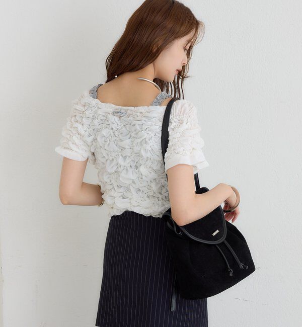  「【新色BRN】《6色展開/伸縮性あり◎》ふわふわシャーリングTシャツ」|Tシャツ・カットソー|