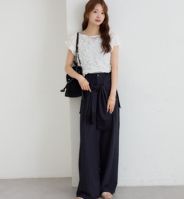  「【新色BRN】《6色展開/伸縮性あり◎》ふわふわシャーリングTシャツ」|Tシャツ・カットソー|