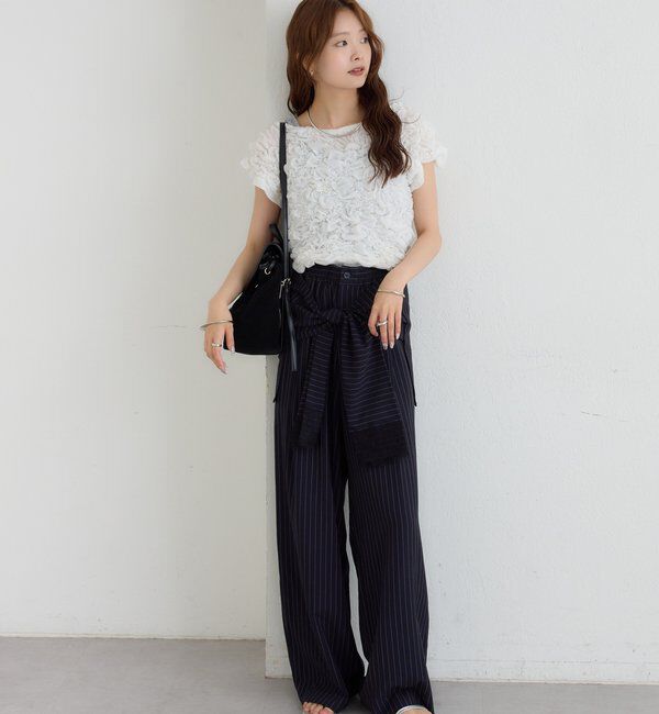  「【新色BRN】《6色展開/伸縮性あり◎》ふわふわシャーリングTシャツ」|Tシャツ・カットソー|