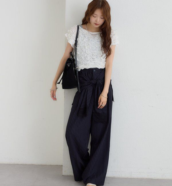  「【新色BRN】《6色展開/伸縮性あり◎》ふわふわシャーリングTシャツ」|Tシャツ・カットソー|