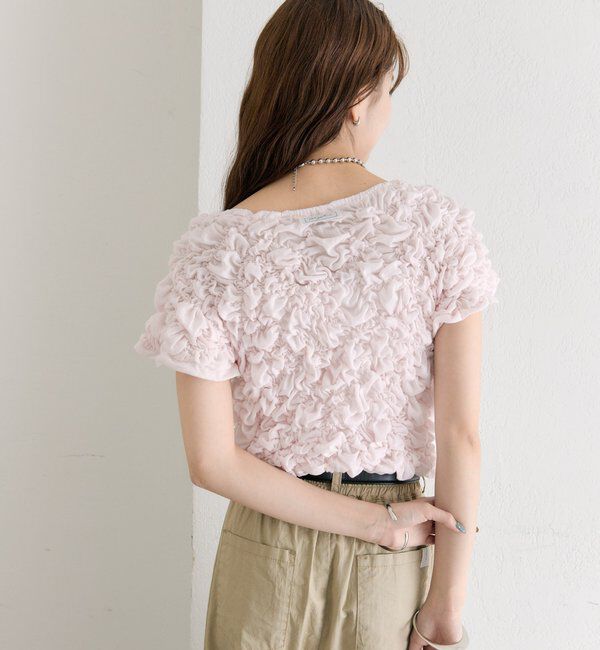  「【新色BRN】《6色展開/伸縮性あり◎》ふわふわシャーリングTシャツ」|Tシャツ・カットソー|