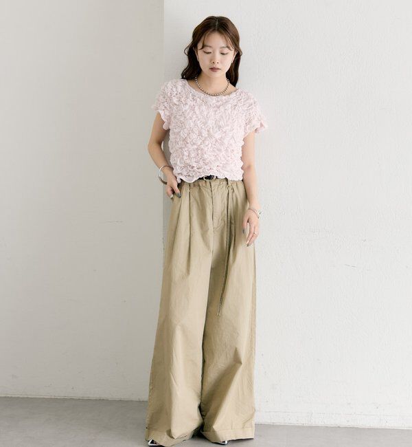  「【新色BRN】《6色展開/伸縮性あり◎》ふわふわシャーリングTシャツ」|Tシャツ・カットソー|