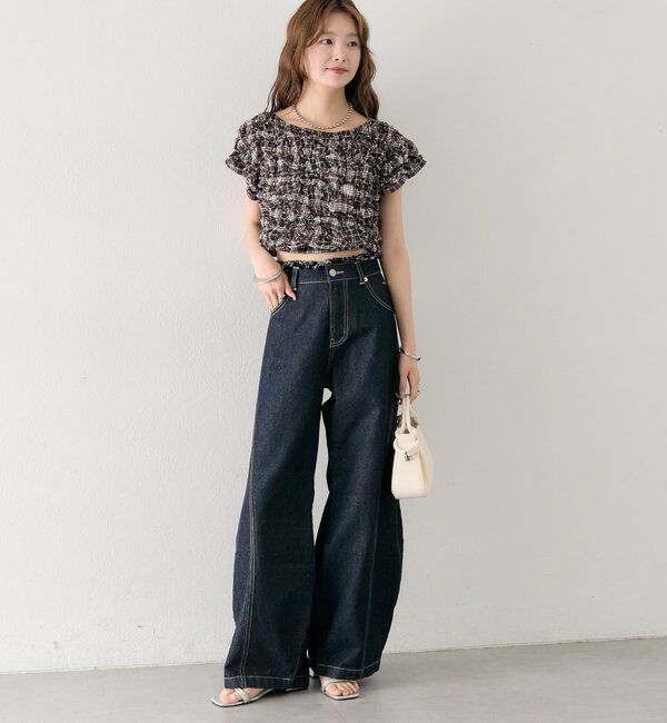  「【新色BRN】《6色展開/伸縮性あり◎》ふわふわシャーリングTシャツ」|Tシャツ・カットソー|