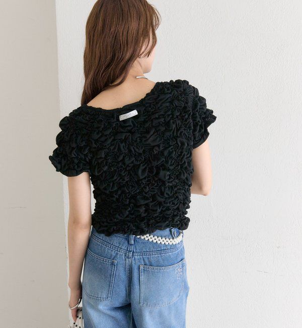  「【新色BRN】《6色展開/伸縮性あり◎》ふわふわシャーリングTシャツ」|Tシャツ・カットソー|