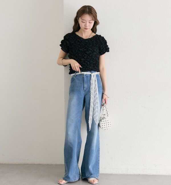  「【新色BRN】《6色展開/伸縮性あり◎》ふわふわシャーリングTシャツ」|Tシャツ・カットソー|