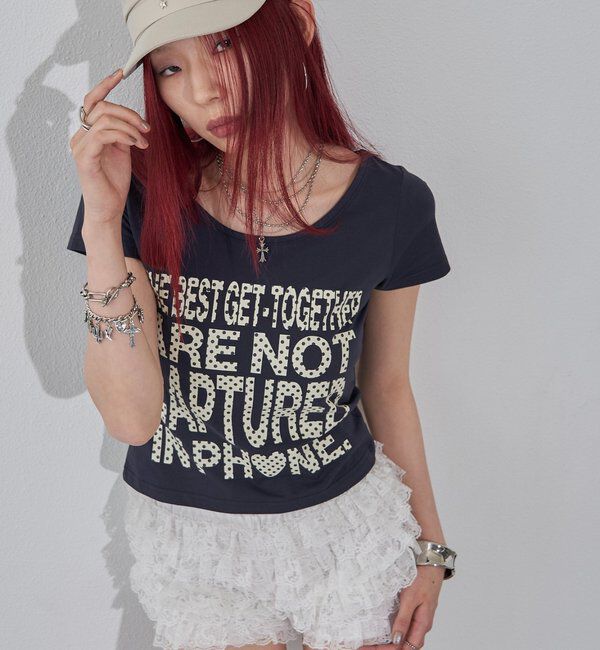  「【WEB限定】メッセージドットロゴS/S TEE」|Tシャツ・カットソー|ネイビー