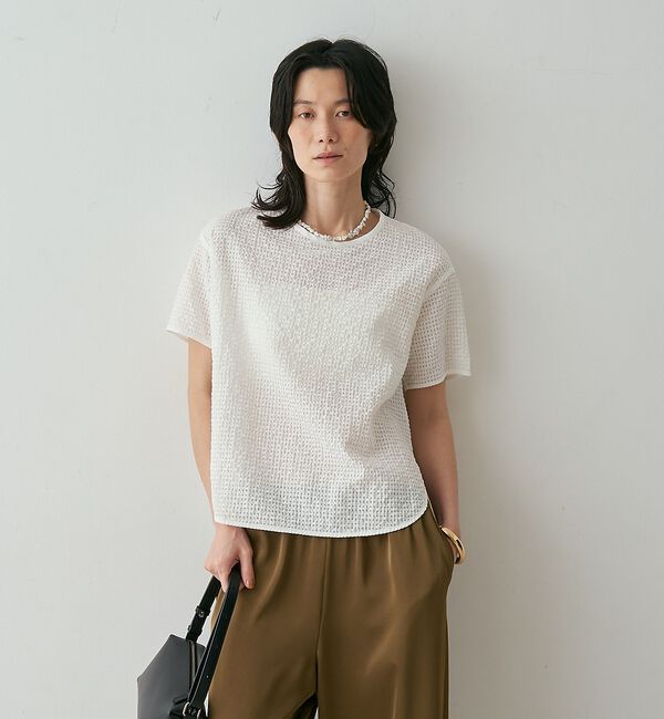 qualite「【セットアップ対応】シアーギンガムブラウス」|シャツ・ブラウス|
