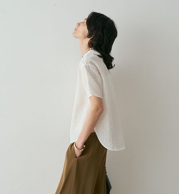 qualite「【セットアップ対応】シアーギンガムブラウス」|シャツ・ブラウス|