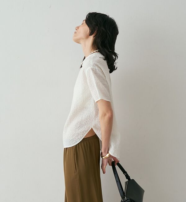 qualite「【セットアップ対応】シアーギンガムブラウス」|シャツ・ブラウス|