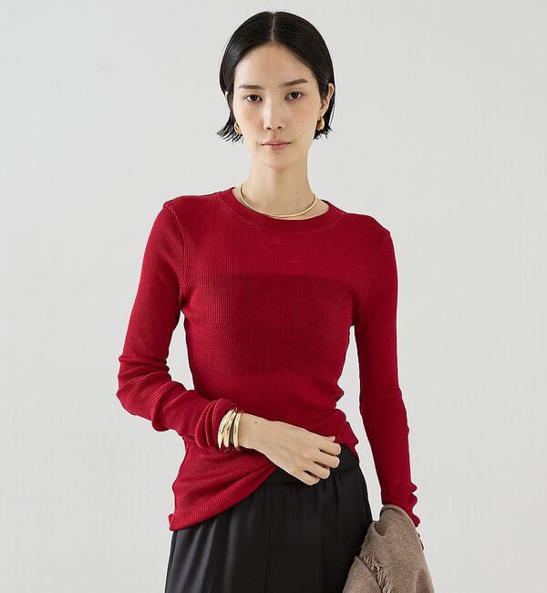 The Store by C' 「【COCUCA】ウールシフォンリブプルオーバー【予約】」|Tシャツ・カットソー|レッド