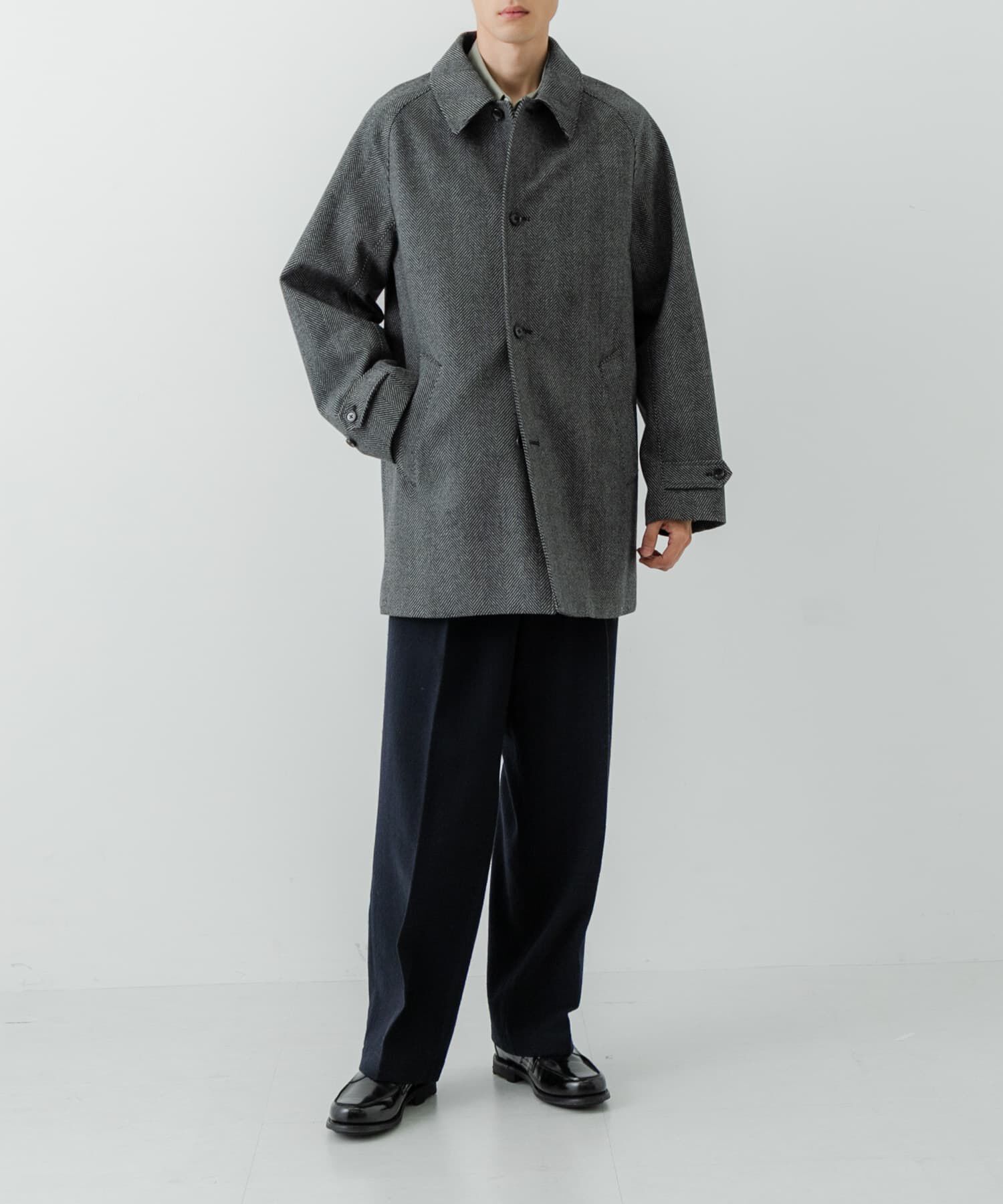 URBAN RESEARCH「WINDPROOF TWEED HALF COAT」|ノーカラーコート|
