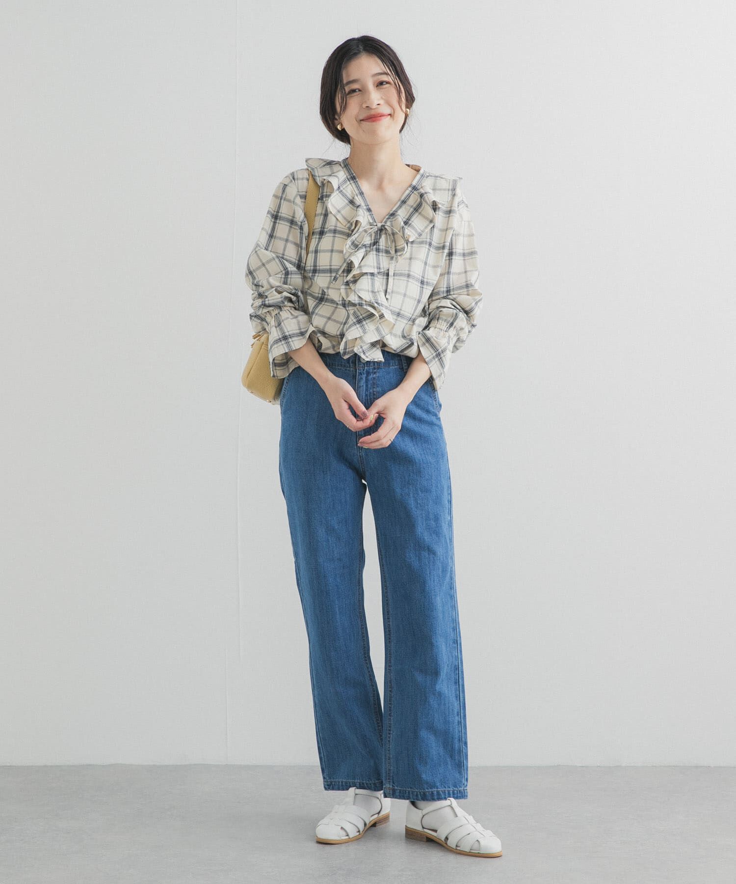 URBAN RESEARCH DOORS「チェックフリルブラウス」|シャツ・ブラウス|