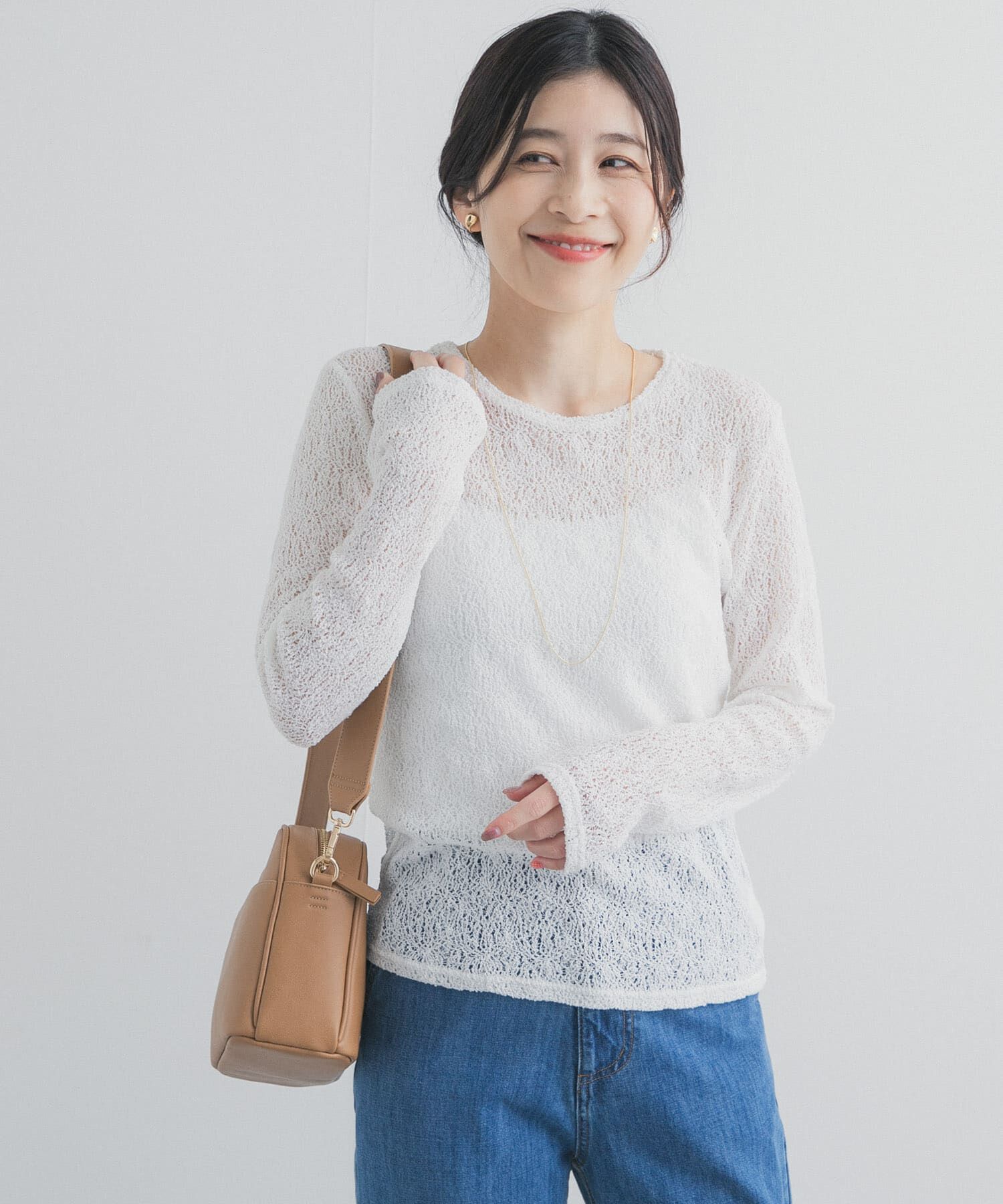 URBAN RESEARCH DOORS「カーリーラッセルレースロングスリーブTシャツ」|Tシャツ・カットソー|