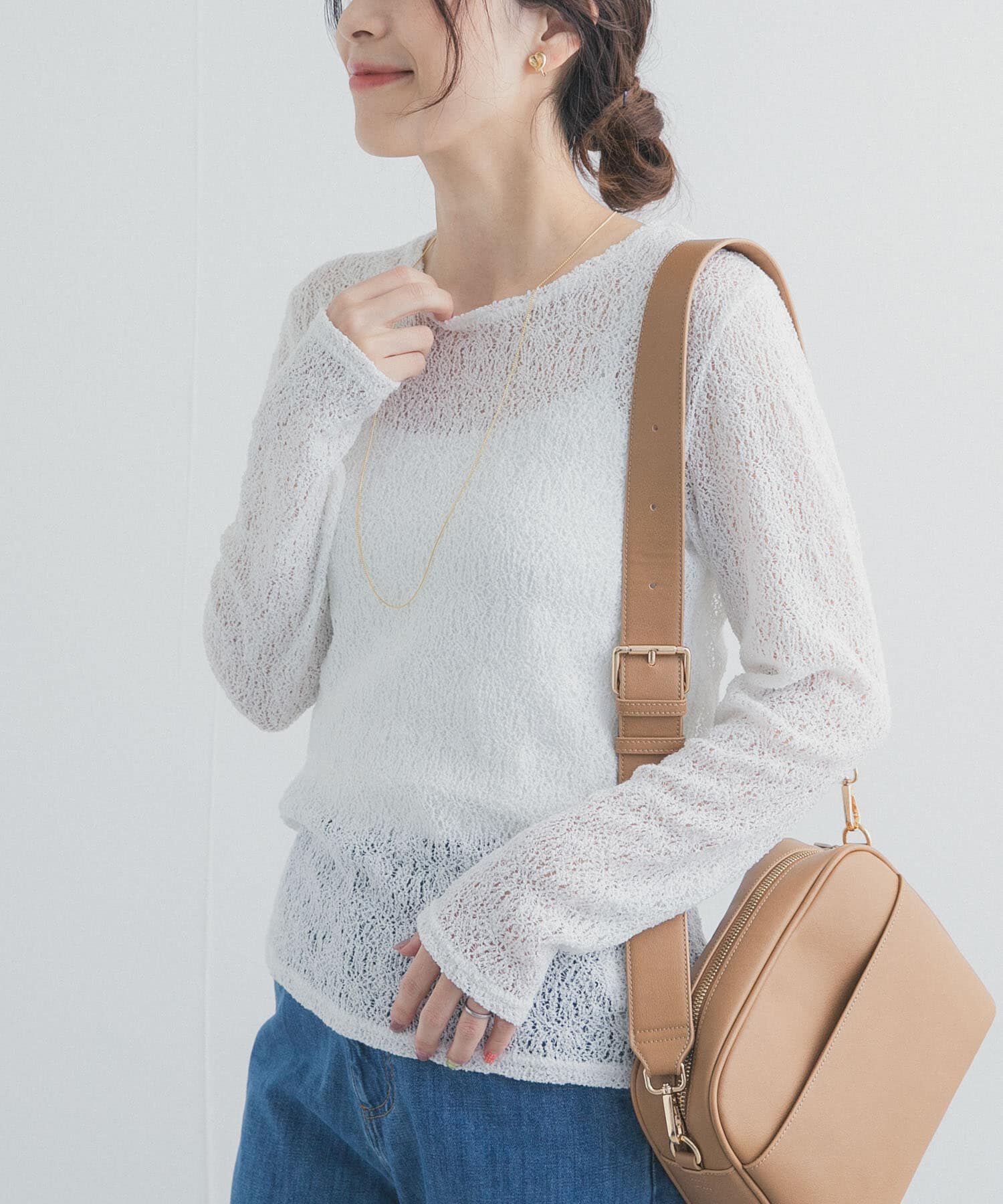 URBAN RESEARCH DOORS「カーリーラッセルレースロングスリーブTシャツ」|Tシャツ・カットソー|
