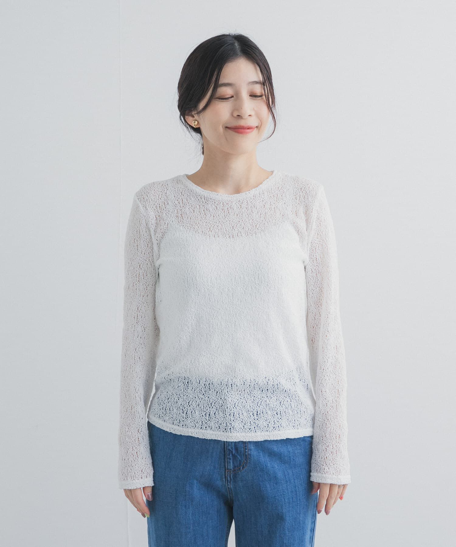 URBAN RESEARCH DOORS「カーリーラッセルレースロングスリーブTシャツ」|Tシャツ・カットソー|