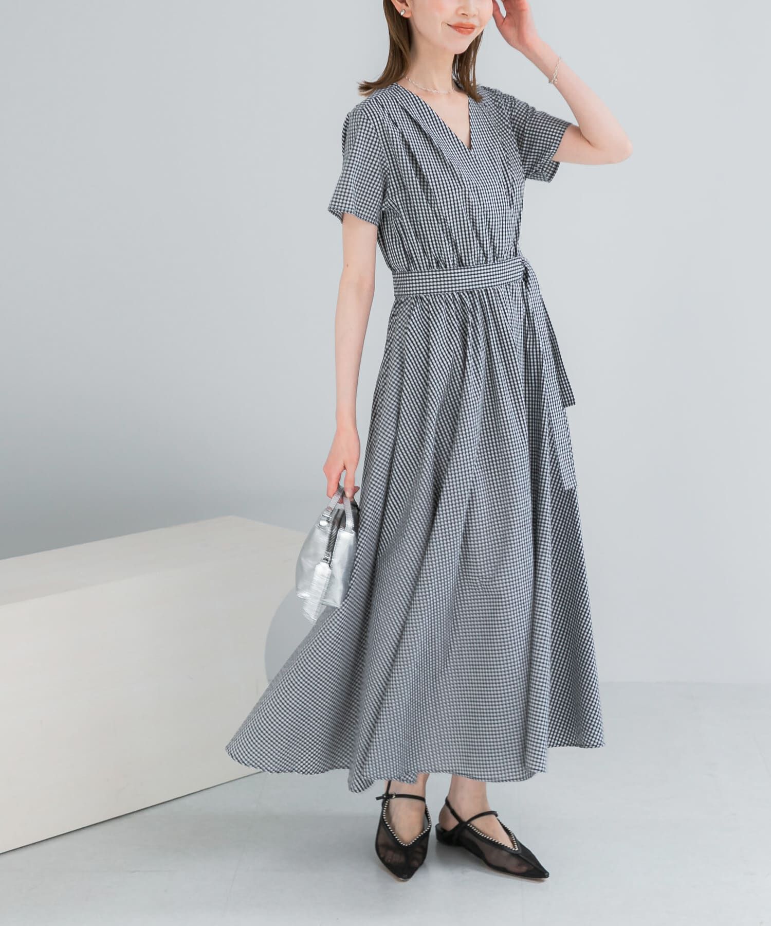 URBAN RESEARCH ROSSO「『WEB/一部店舗限定』チェックカシュクールワンピース」|ワンピース|