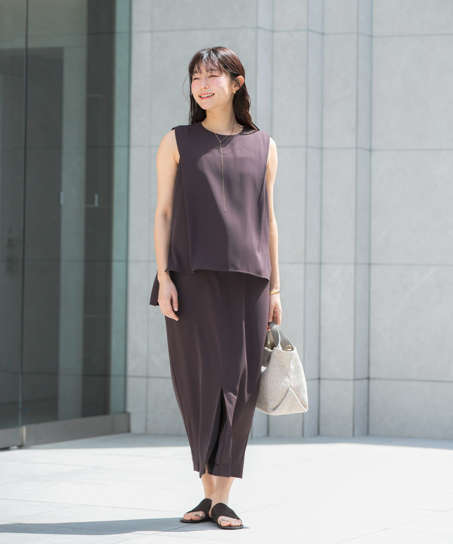 URBAN RESEARCH ROSSO「バックメタルポイントストレートワンピース」|ワンピース|